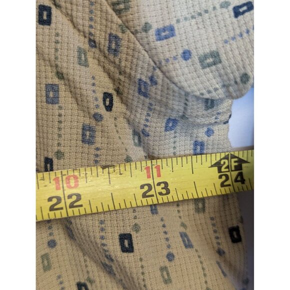 Vintage W.H. Belk Sportswear Beige & Blue Patterned Button-Up Shirt XL Silk Blen - Picture 4 of 6